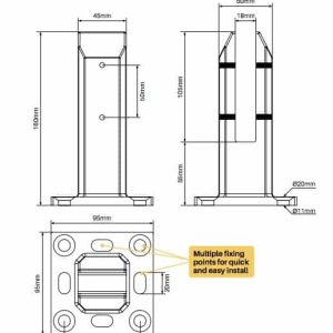 Spigot - Base Plated - Square - Adjustable - Image 4