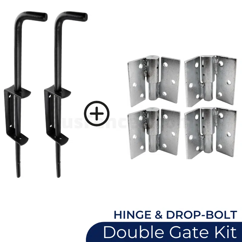 Double Gate - Hinge & Latch Kit - Heavy Duty Black