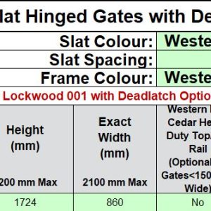 Slat Pedestrian Gate (65mm with 9mm gaps) Western Red Cedar - Belinda - Image 2